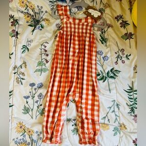 Angel dear white & orange gingham play suit 12/18